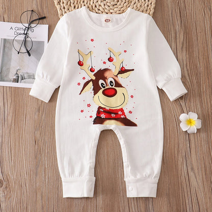 Christmas Family Matching Pajamas Set - Cute Deer Print Sleepwear for Adults, Kids, Babies, and Pets