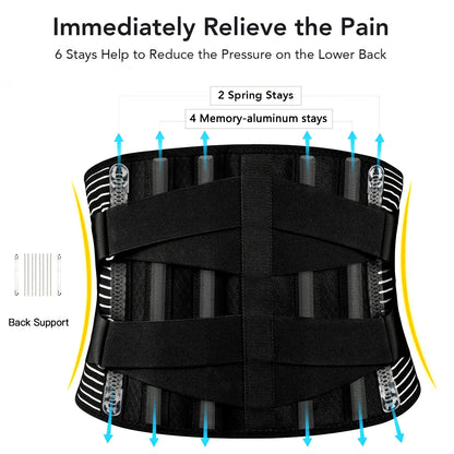 Adjustable Lumbar Support Belt for Back Pain Relief – Waist Trainer Brace with Double Pull Straps for Men & Women