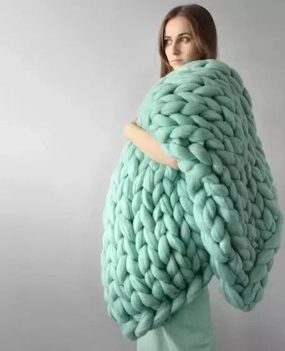 Handmade Chunky Knitted Weighted Blanket – Soft, Breathable, Cozy Throw for All Seasons