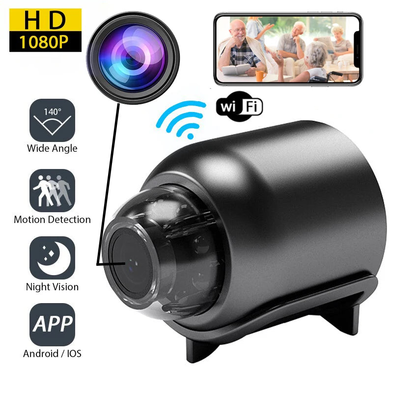 1080P HD Mini WiFi Camera – Baby Monitor, Indoor Security, Night Vision, Motion Detection, Audio & Video Recorder