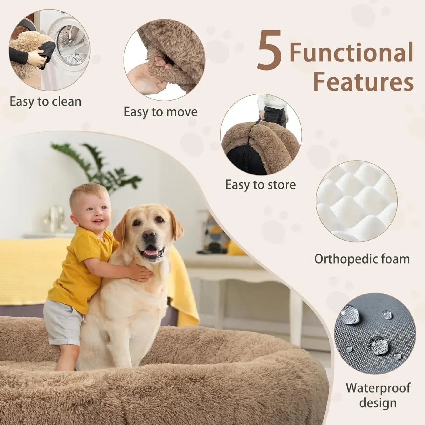 Oversized Memory Foam Human and Pet Bed – Washable Dog Bed for Adults and Pets, 71"x45"x12"