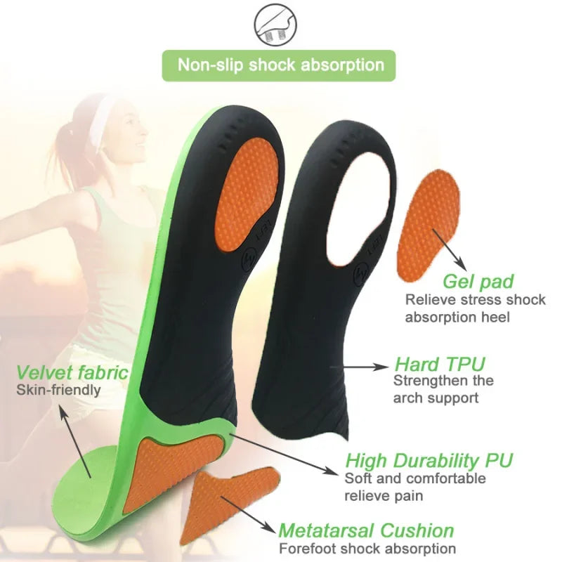 EVA Orthopedic Shoe Insoles for Flat Feet, Arch Support, and Shock Absorption – Men's and Women's Sizes