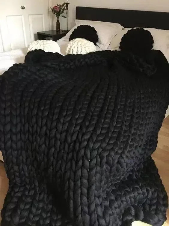 Handmade Chunky Knitted Weighted Blanket – Soft, Breathable, Cozy Throw for All Seasons