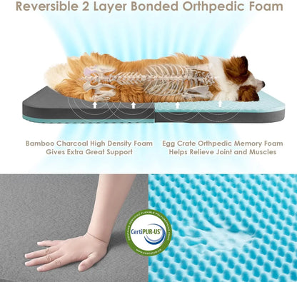 Foldable Orthopedic Human Dog Bed for Adults – Memory Foam, Waterproof, Camel (colour), 72"x44"x11"