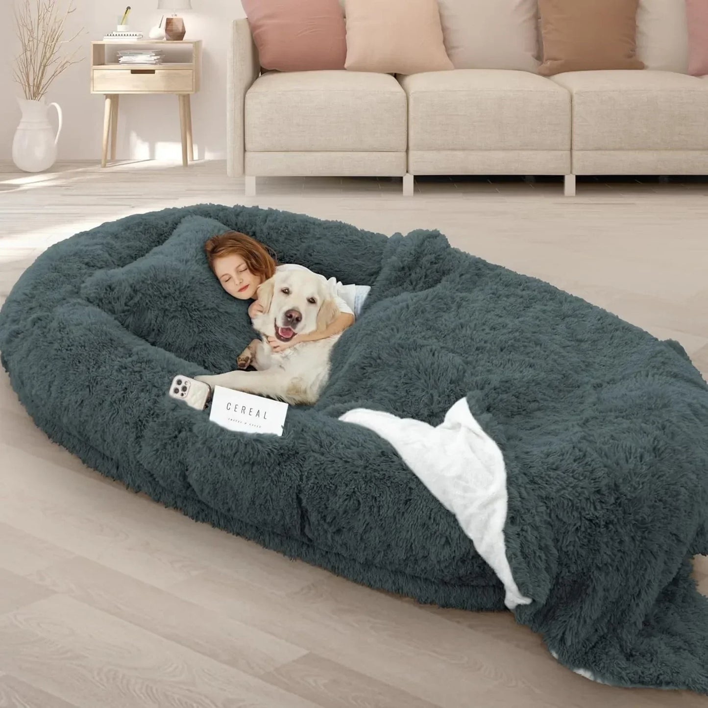 Oversized Memory Foam Human and Pet Bed – Washable Dog Bed for Adults and Pets, 71"x45"x12"