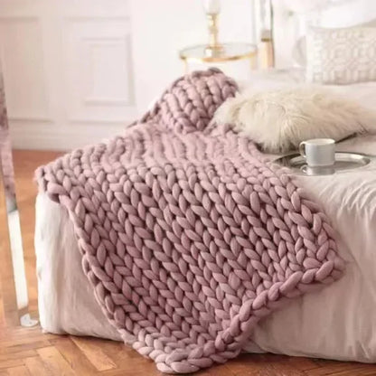 Handmade Chunky Knitted Weighted Blanket – Soft, Breathable, Cozy Throw for All Seasons