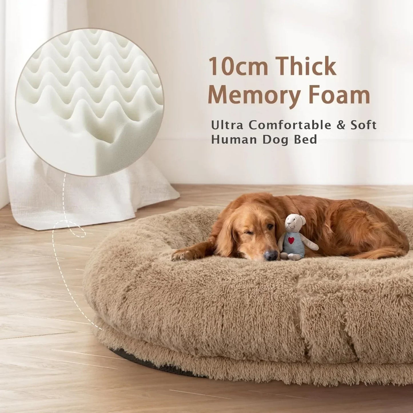 Oversized Memory Foam Human and Pet Bed – Washable Dog Bed for Adults and Pets, 71"x45"x12"