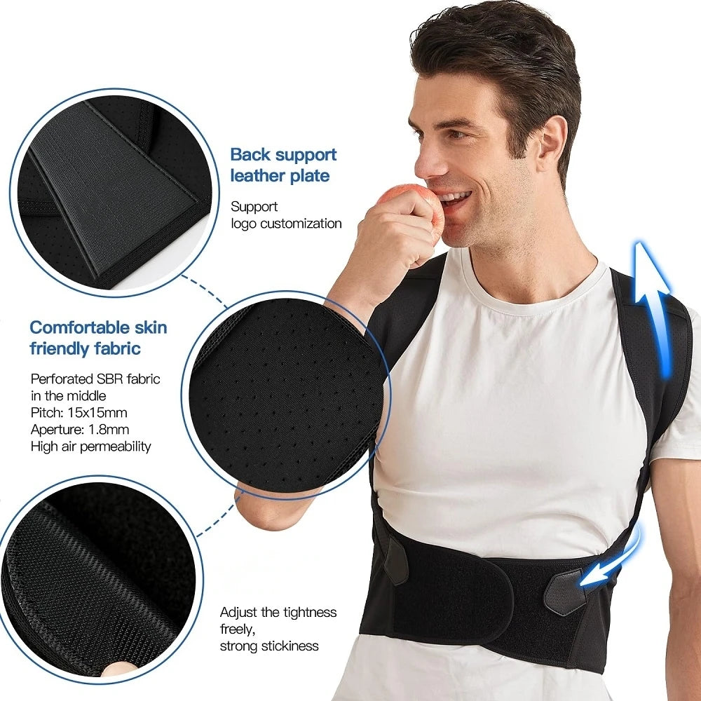 Adjustable Back Brace Posture Corrector for Men and Women – Full Back Support for Upper and Lower Pain Relief