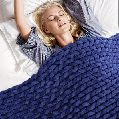 Handmade Chunky Knitted Weighted Blanket – Soft, Breathable, Cozy Throw for All Seasons