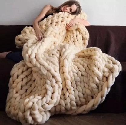 Handmade Chunky Knitted Weighted Blanket – Soft, Breathable, Cozy Throw for All Seasons