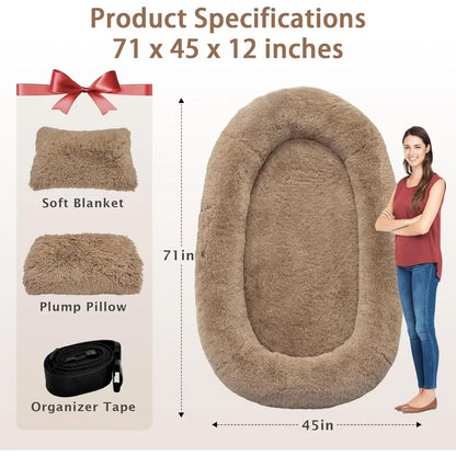 Oversized Memory Foam Human and Pet Bed – Washable Dog Bed for Adults and Pets, 71"x45"x12"