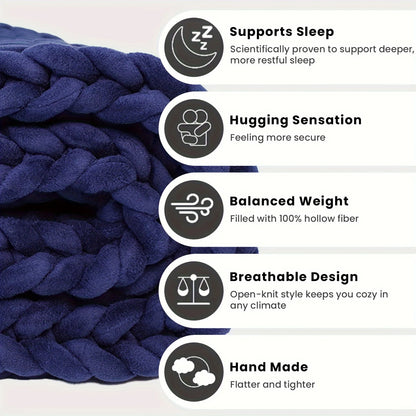 Handmade Chunky Knitted Weighted Blanket – Soft, Breathable, Cozy Throw for All Seasons