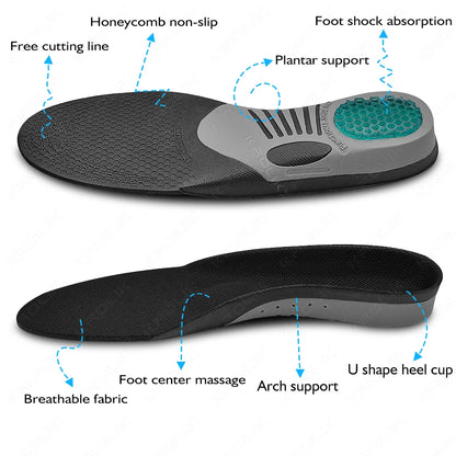 Orthopedic Arch Support Insoles for Flat Feet and Plantar Fasciitis – Shoe Inserts for Everyday Comfort