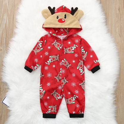 Christmas Family Matching Hooded Pajama Jumpsuits - Festive One-Piece Romper for Adults and Kids