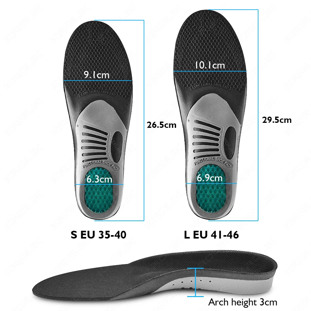 Orthopedic Arch Support Insoles for Flat Feet and Plantar Fasciitis – Shoe Inserts for Everyday Comfort