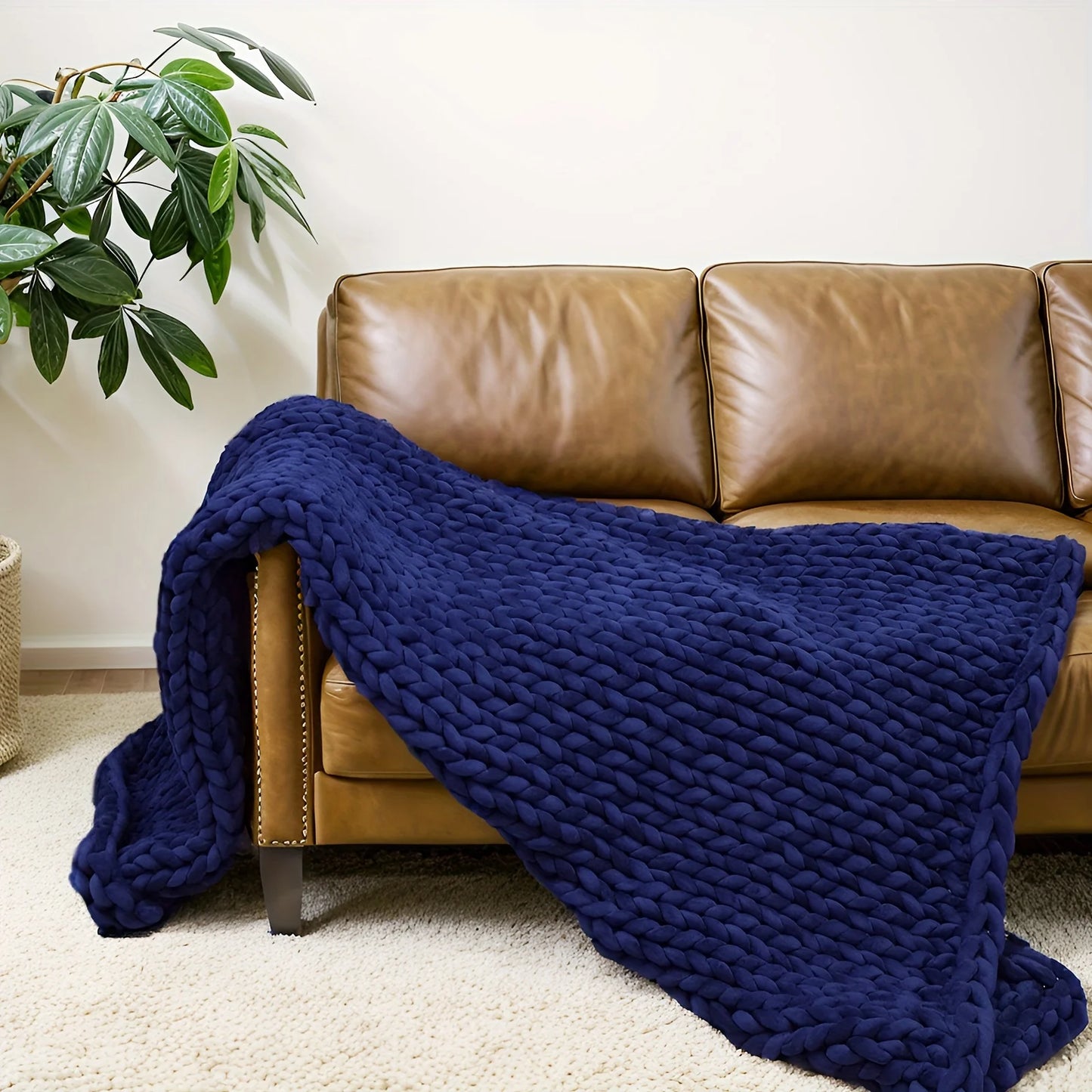 Handmade Chunky Knitted Weighted Blanket – Soft, Breathable, Cozy Throw for All Seasons