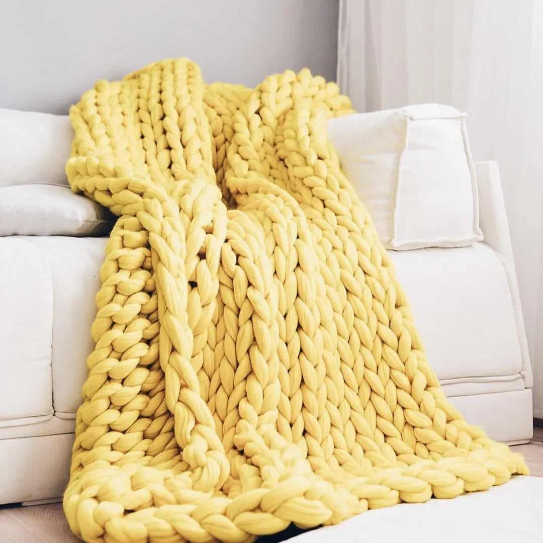 Handmade Chunky Knitted Weighted Blanket – Soft, Breathable, Cozy Throw for All Seasons