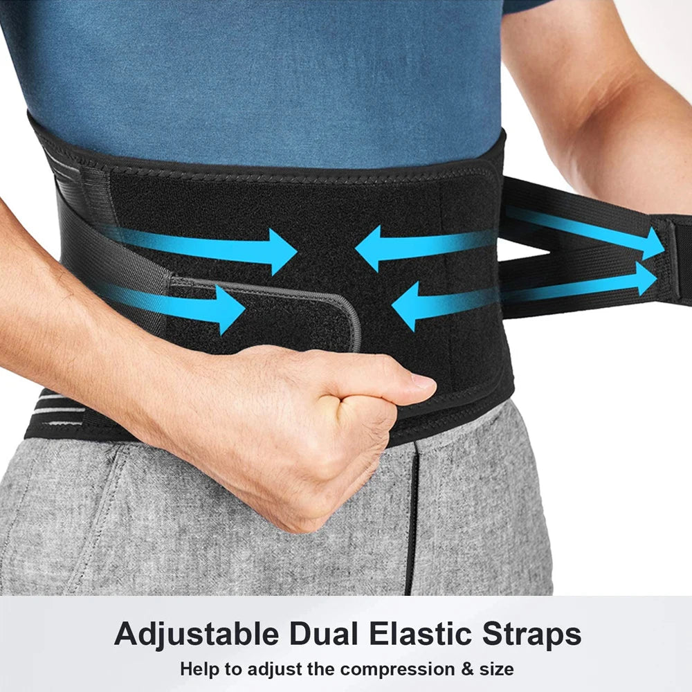 Adjustable Lumbar Support Belt for Back Pain Relief – Waist Trainer Brace with Double Pull Straps for Men & Women