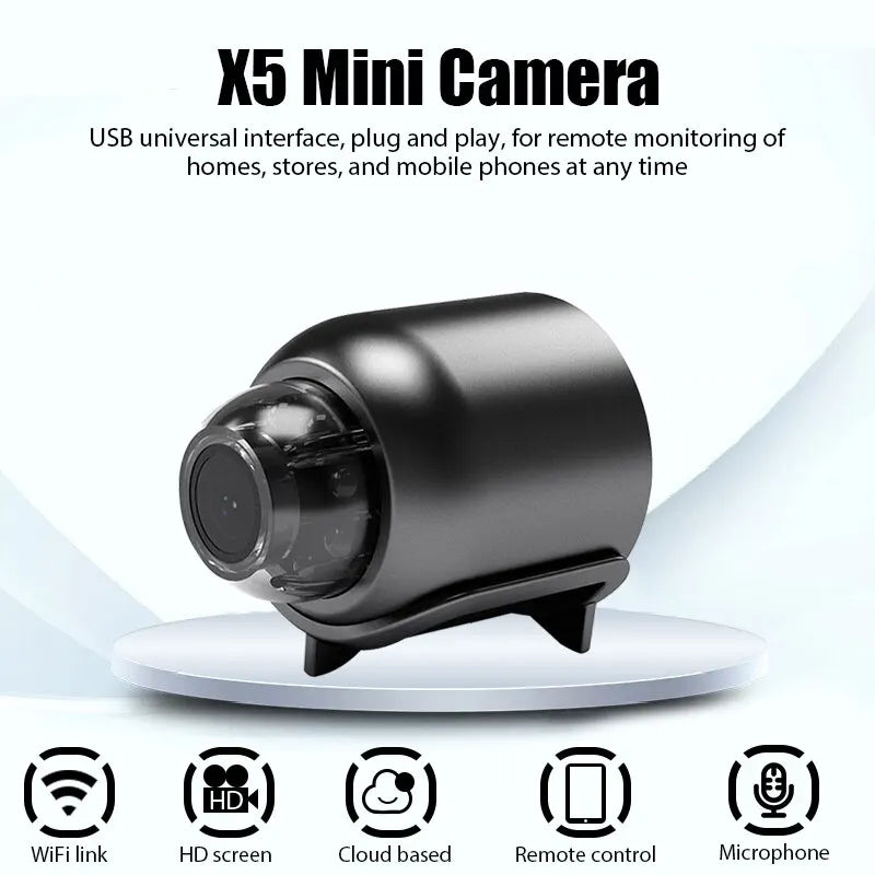 1080P HD Mini WiFi Camera – Baby Monitor, Indoor Security, Night Vision, Motion Detection, Audio & Video Recorder