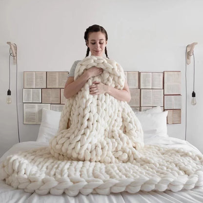 Handmade Chunky Knitted Weighted Blanket – Soft, Breathable, Cozy Throw for All Seasons