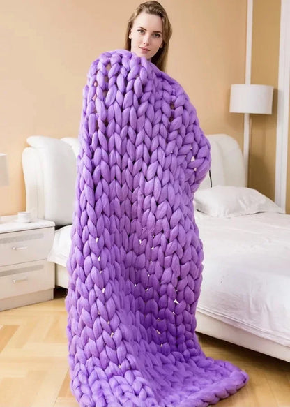 Handmade Chunky Knitted Weighted Blanket – Soft, Breathable, Cozy Throw for All Seasons